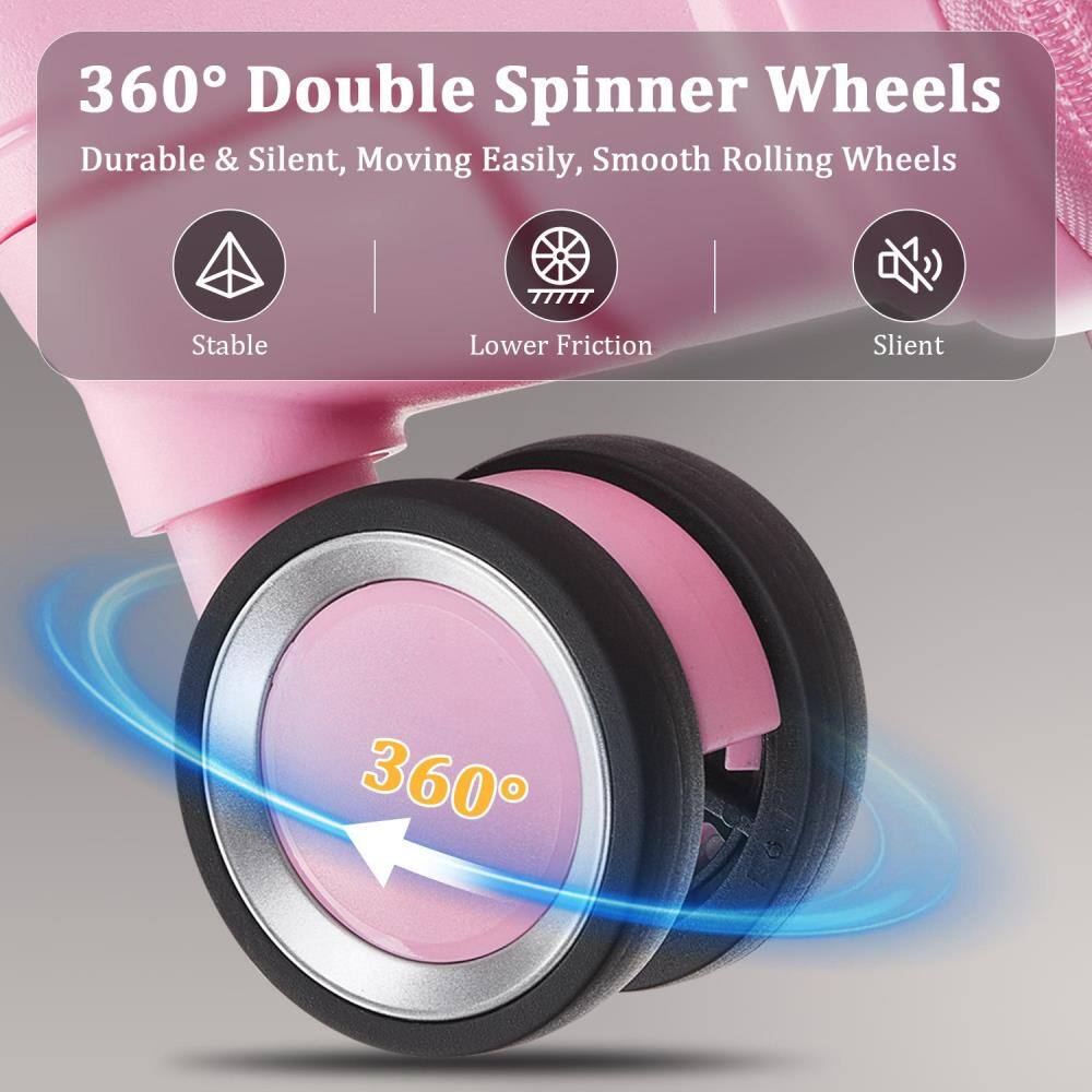 360° Double Spinner Wheels  
Durable & Silent, Moving Easily, Smooth Rolling Wheels  

- Stable  
- Lower Friction  
- Silent  

360°