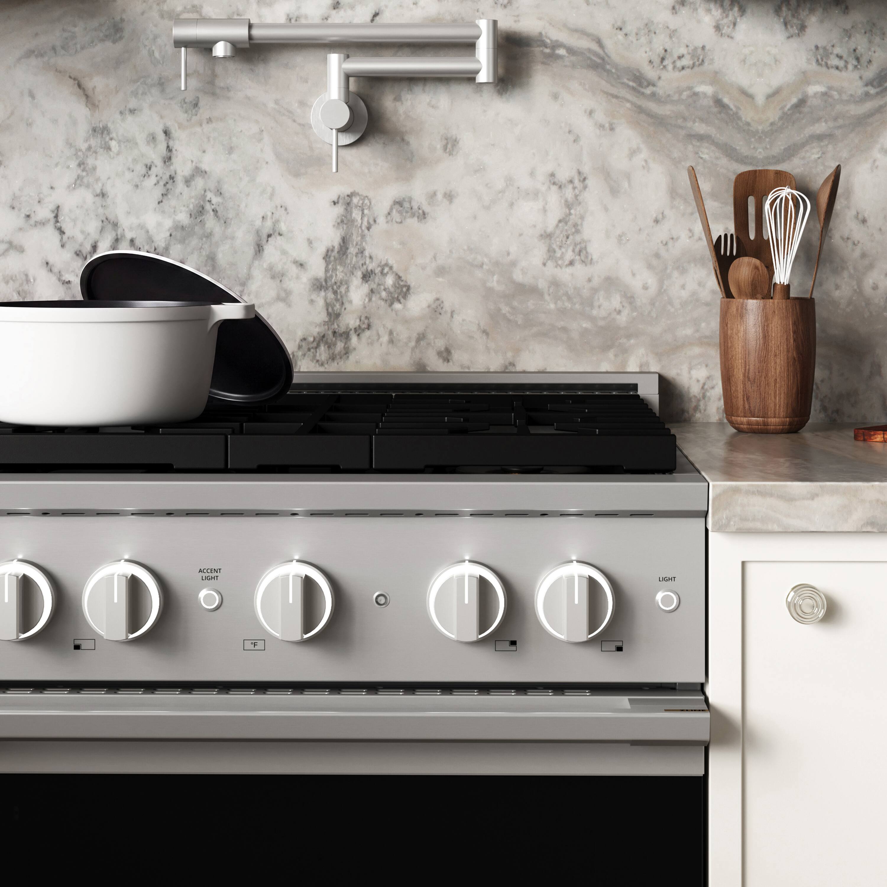 Alt View 7. ZLINE - 30 in. 4.2 cu. ft. Marino Dual Fuel Freestanding Range w/ 4 Gas Burners & Electric Convection Oven in Stainless Steel - Stainless Steel.