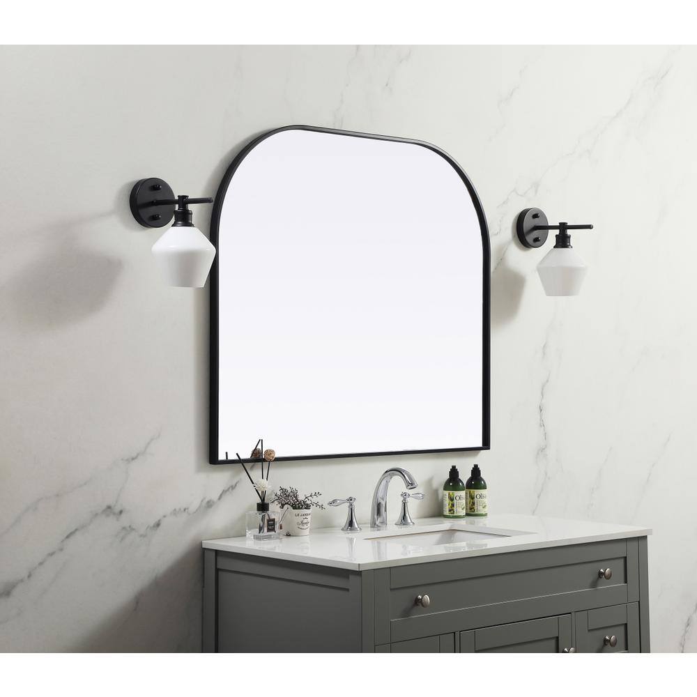 Alt View 4. Elegant Decor - Metal Frame Arch Mirror 40x34 Inch in Black - Black.