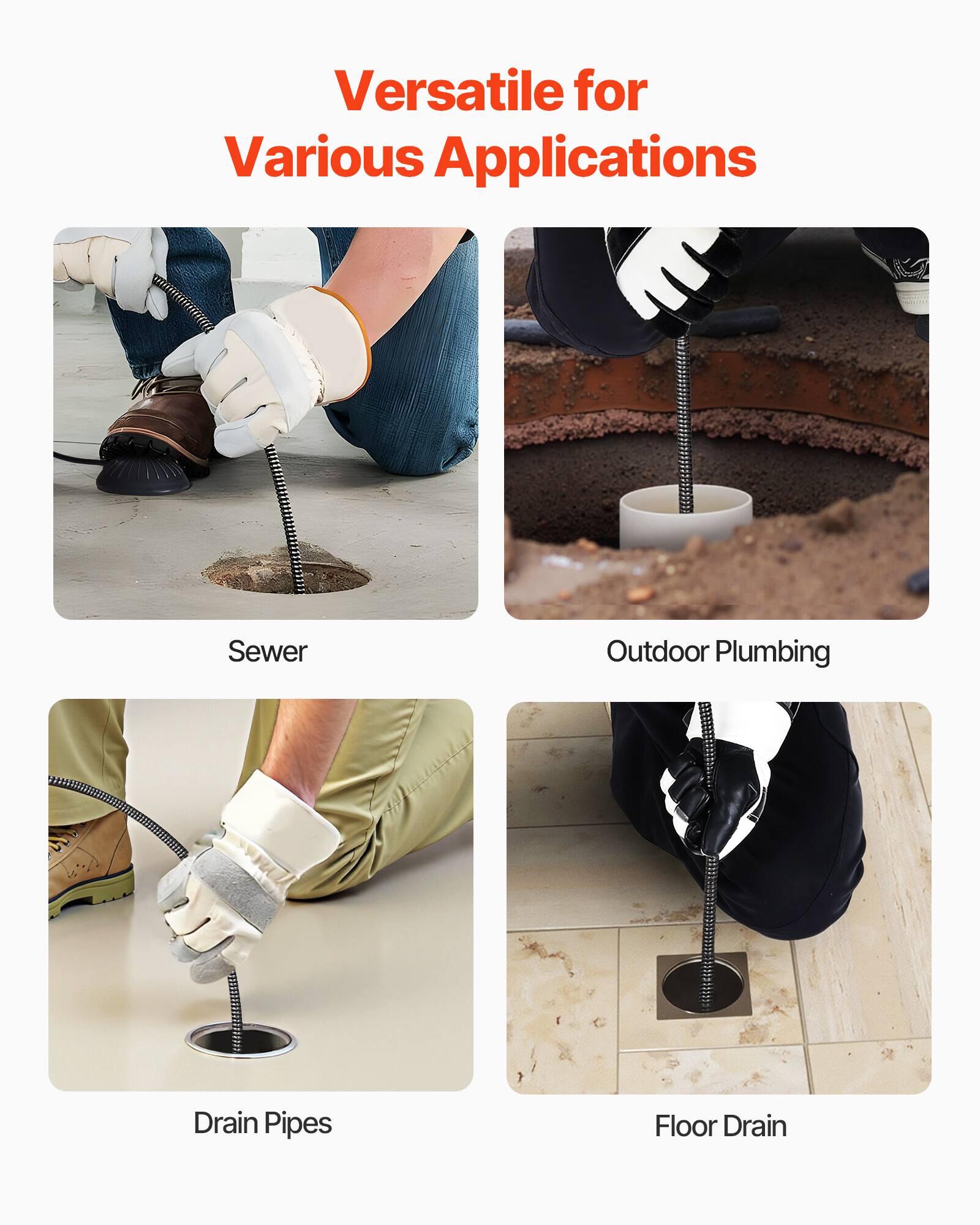 Versatile for Various Applications

- Sewer
- Outdoor Plumbing
- Drain Pipes
- Floor Drain