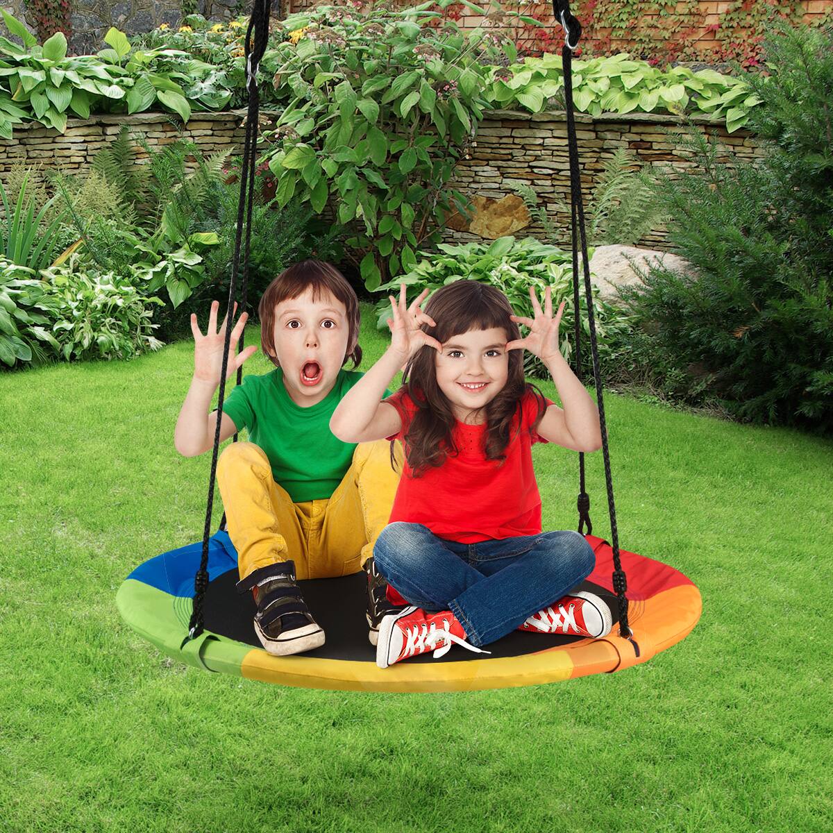 Alt View 1. Costway - Costway 40" Flying Saucer Tree Swing Indoor Outdoor Play Set Swing for Kids - Colorful.