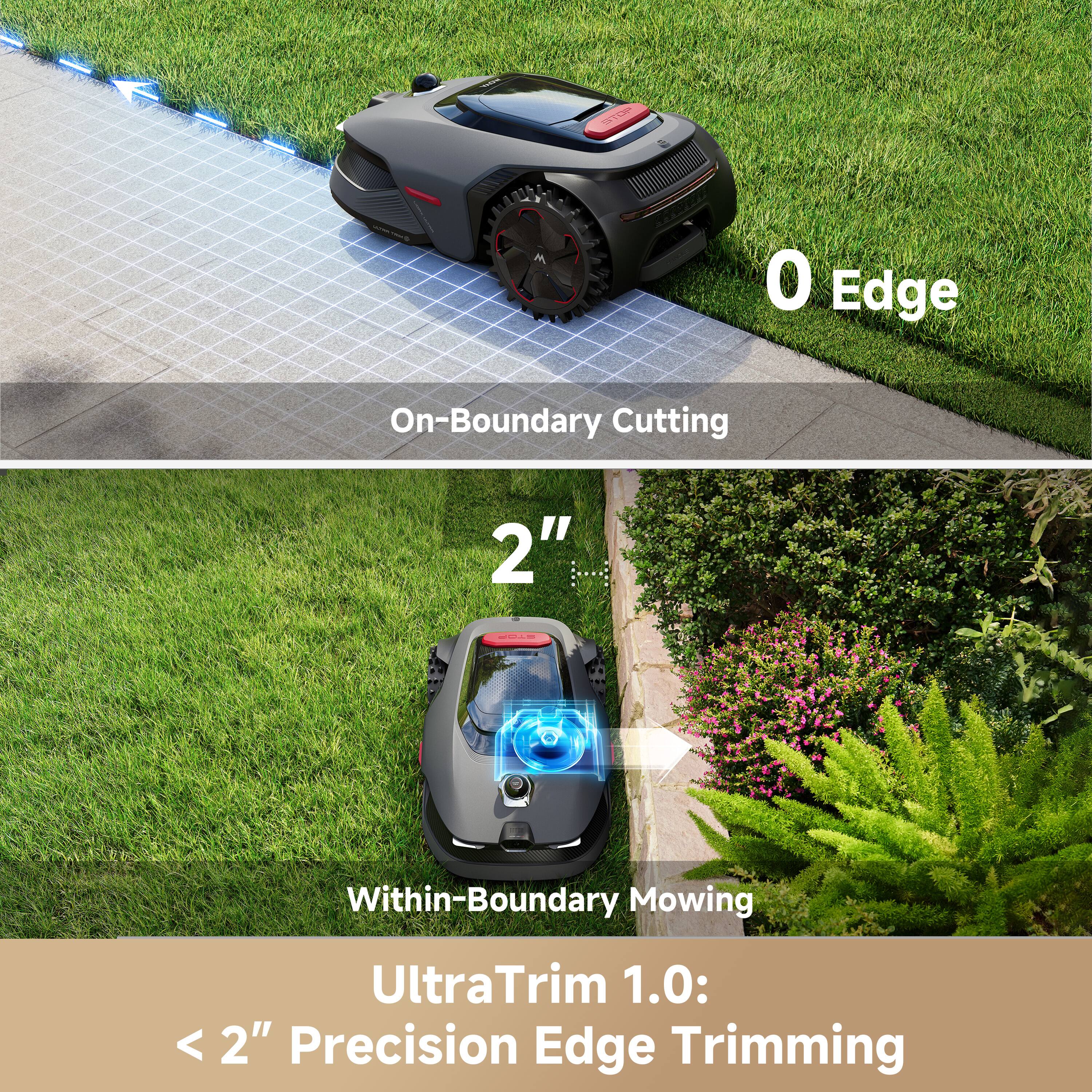 SP 0 Edge On-Boundary Cutting 2" Within-Boundary Mowing UltraTrim 1.0: < 2" Precision Edge Trimming

0 Edge
On-Boundary Cutting

2"
Within-Boundary Mowing

UltraTrim 1.0:
< 2" Precision Edge Trimming