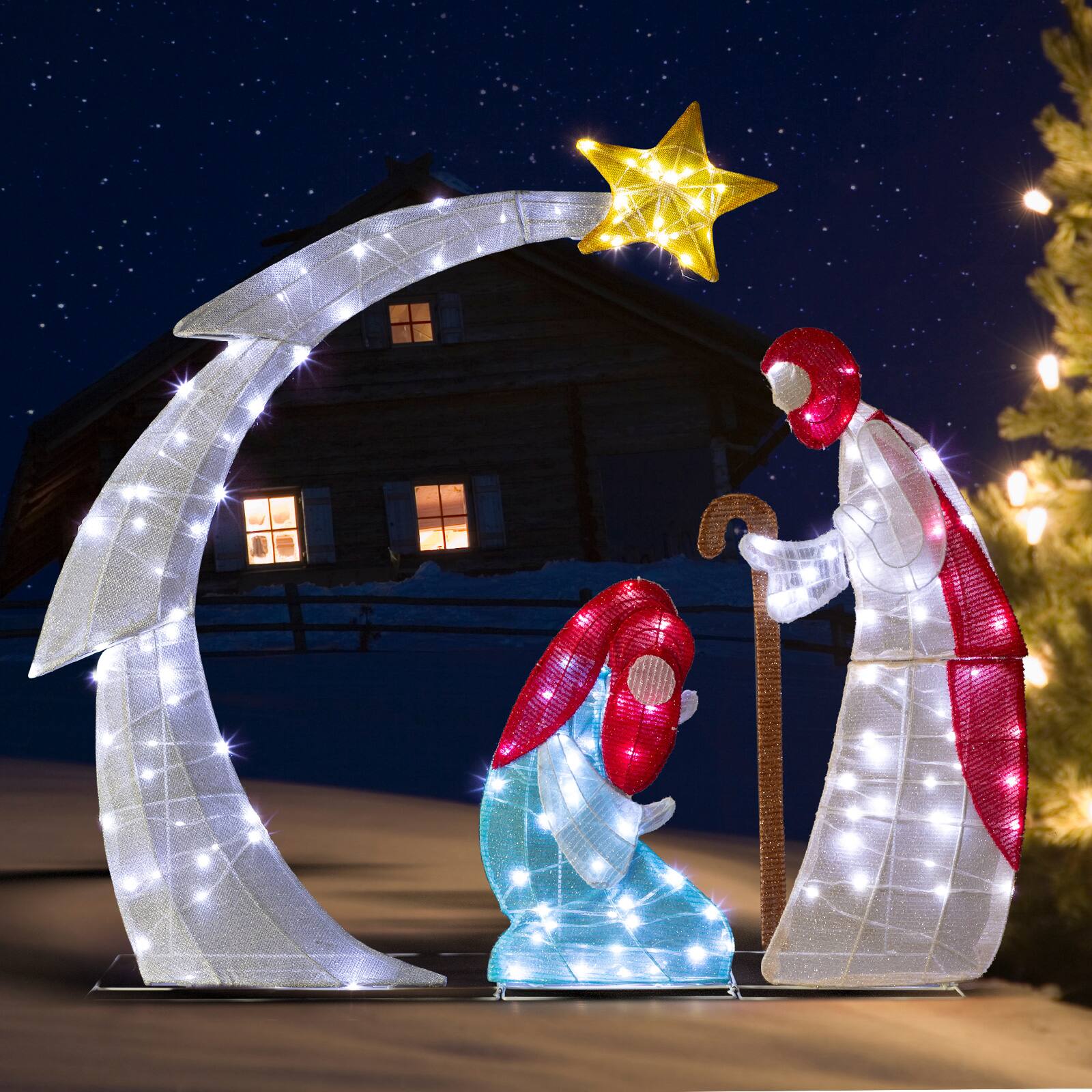 Alt View 8. Winado - 4FT Christmas Nativity Jesus Scene with LED Lights Christian Families for Outdoor Holiday Party Religious Decorations - Multicolor.