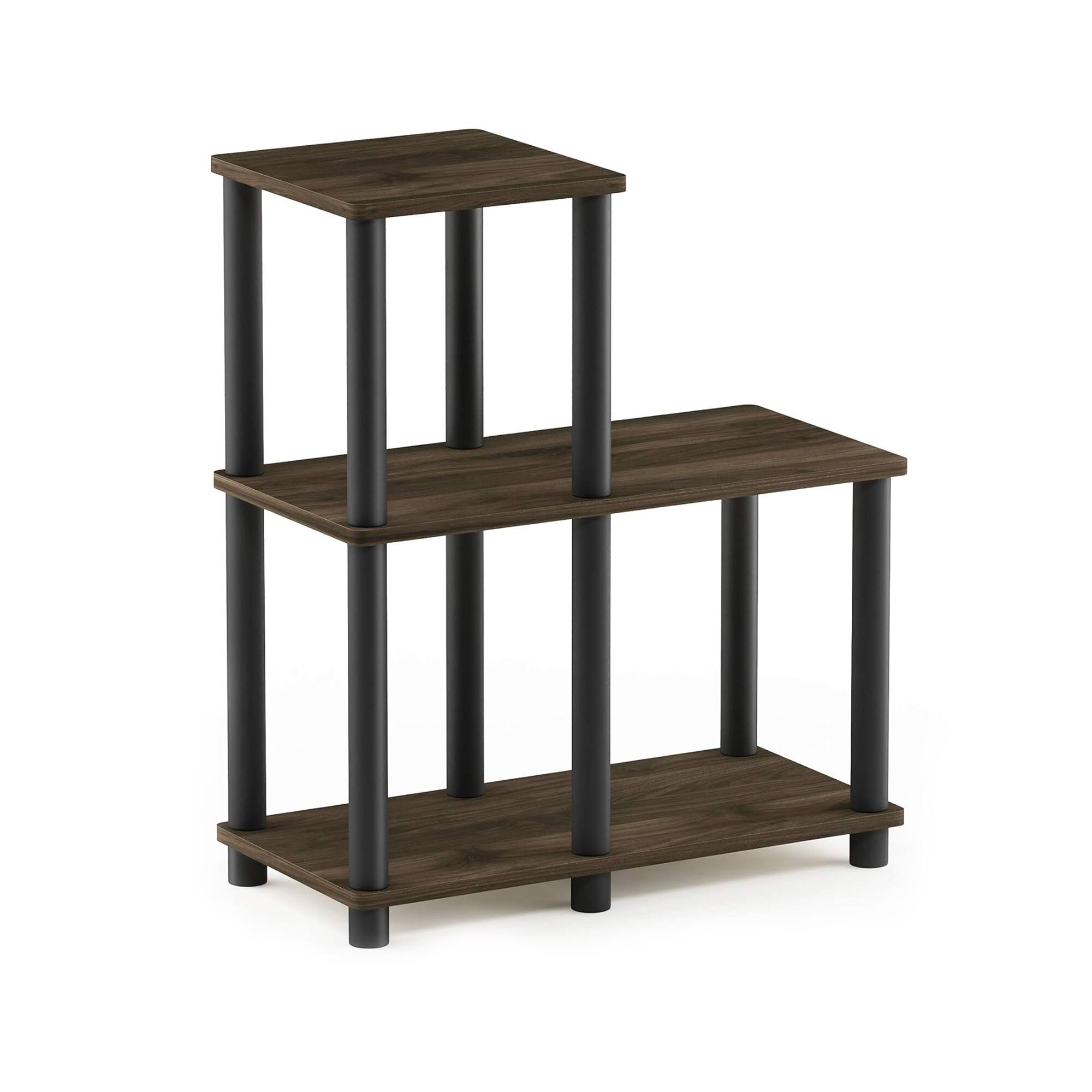 Alt View 1. HOMLUX - 3-Tier 19.88" L-Shaped Corner Shelf Open Shelves for Display for Living Room and Office Organization Walnut & Black - Columbia Walnut & Black.