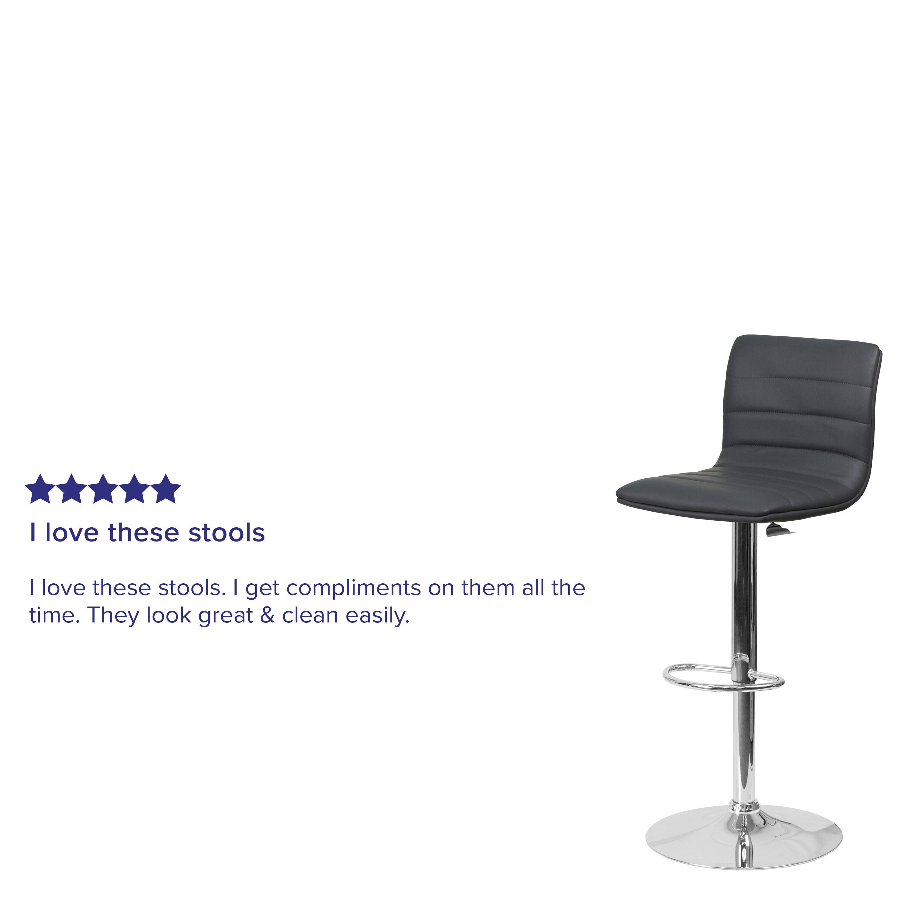 Alt View 11. Alamont Home - Modern Vinyl Adjustable Height Barstool with Horizontal Stitch Back - Gray.