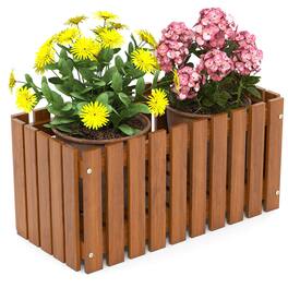 Costway - 1 PCS Solid wood patio furniture outdoor slat style flower planter box flowerpot - Natural