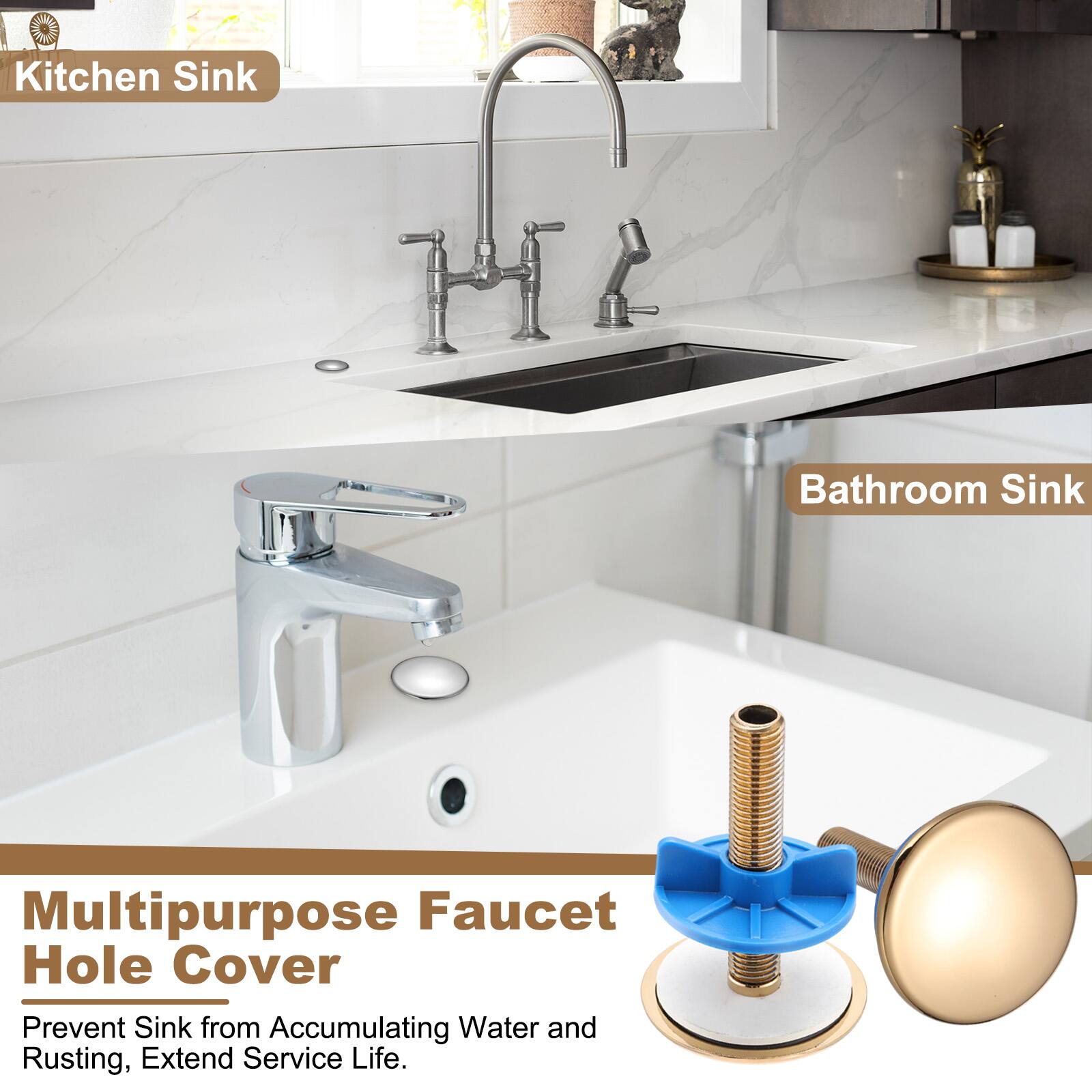 9 Kitchen Sink Bathroom Sink Multipurpose Faucet Hole Cover Prevent Sink from Accumulating Water and Rusting, Extend Service Life.