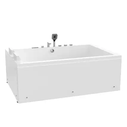 Front. Empava - 71 in. x 47 in. Alcove Whirlpool Air Combination Bathtub Rectangular Thermostatic Bath Tub with Center Drain in White - White.