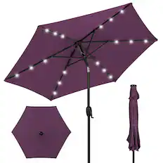 Front. Best Choice Products - Best Choice Products 7.5ft Outdoor Solar Patio Umbrella for Deck, Pool w/ Tilt, Crank, LED Lights - Amethyst Purple - Amethyst Purple.