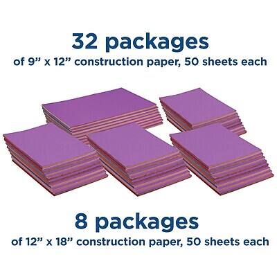 32 packages of 9" x 12" construction paper, 50 sheets each  
8 packages of 12" x 18" construction paper, 50 sheets each
