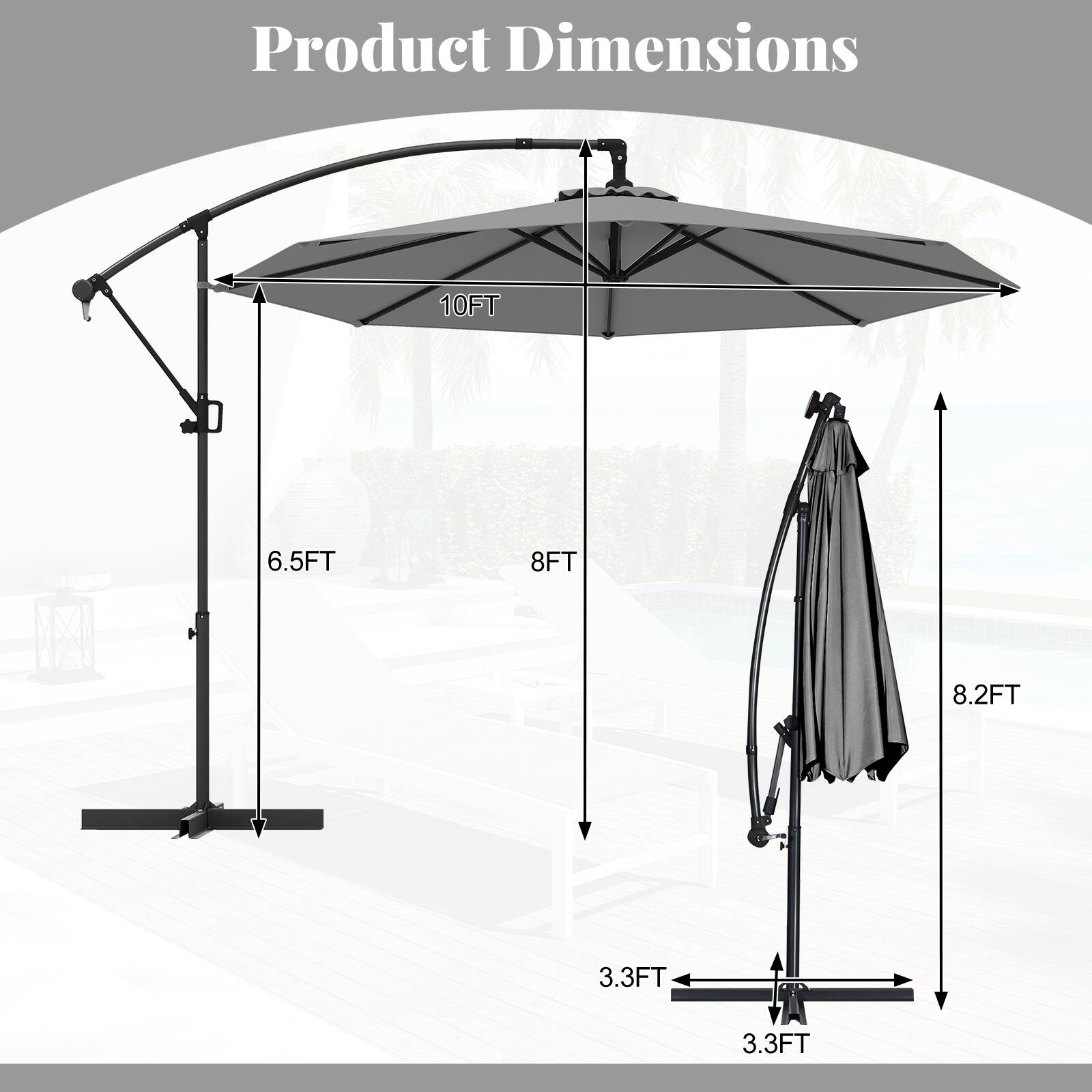 Product Dimensions: 10FT, 6.5FT, 8FT, 8.2FT, 3.3FT, 3.3FT