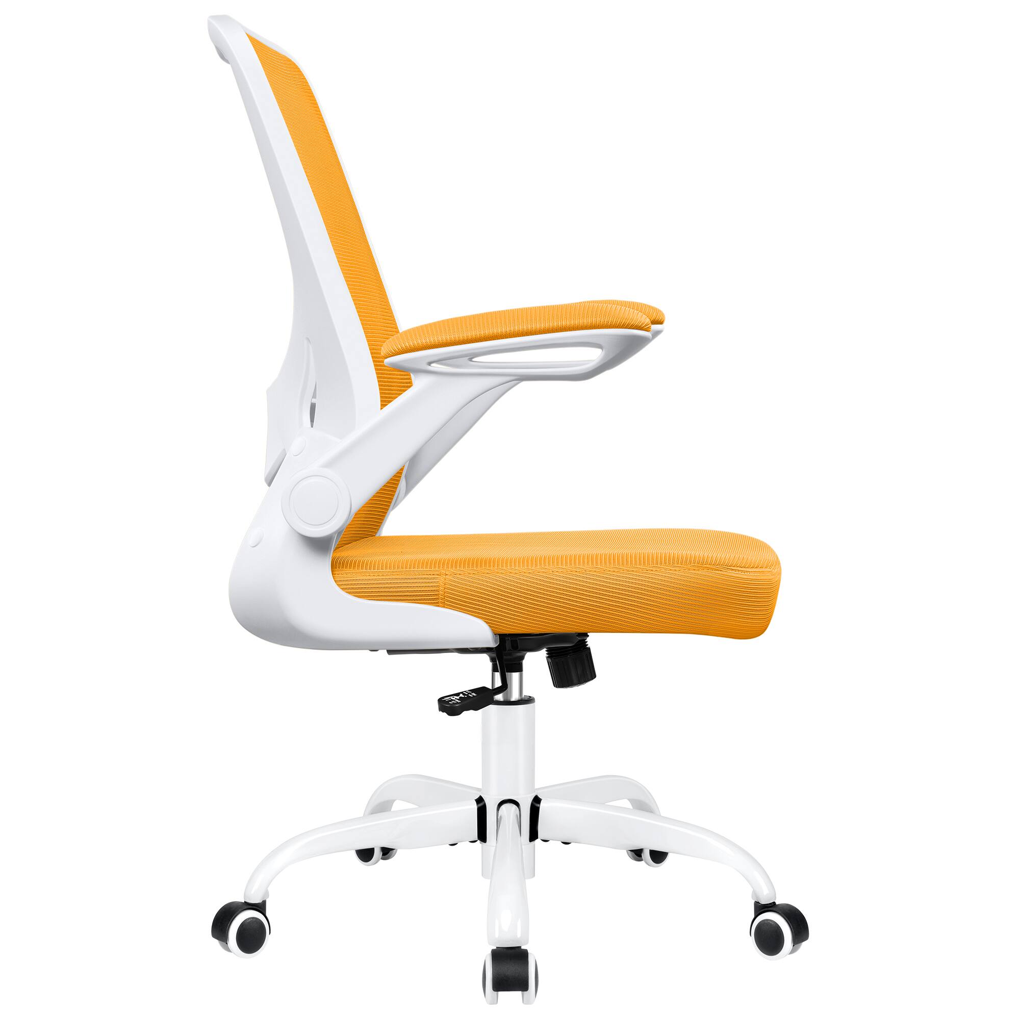 Left. Brick Attic - 300LBS Ergonomic Adjustable Height Office Chair, Breathable Mesh Desk Chair with Lumbar Support and Flip-up Arms - Yellow.