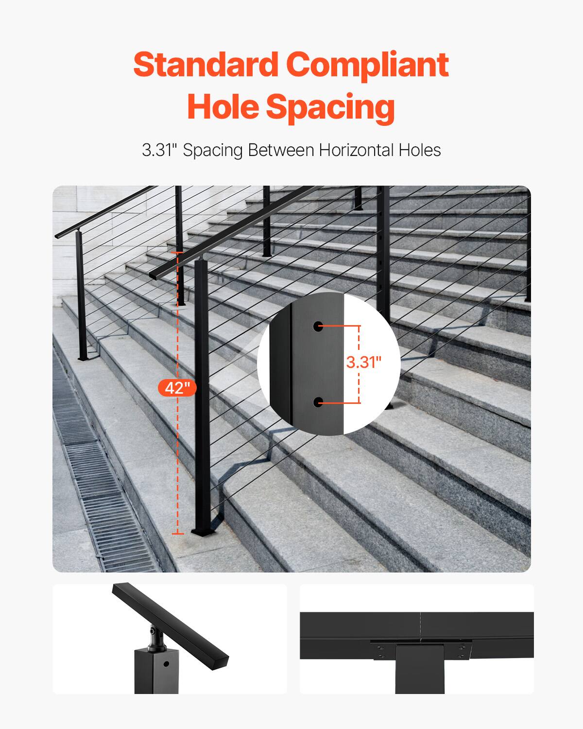 Standard Compliant Hole Spacing  
3.31" Spacing Between Horizontal Holes  
42"