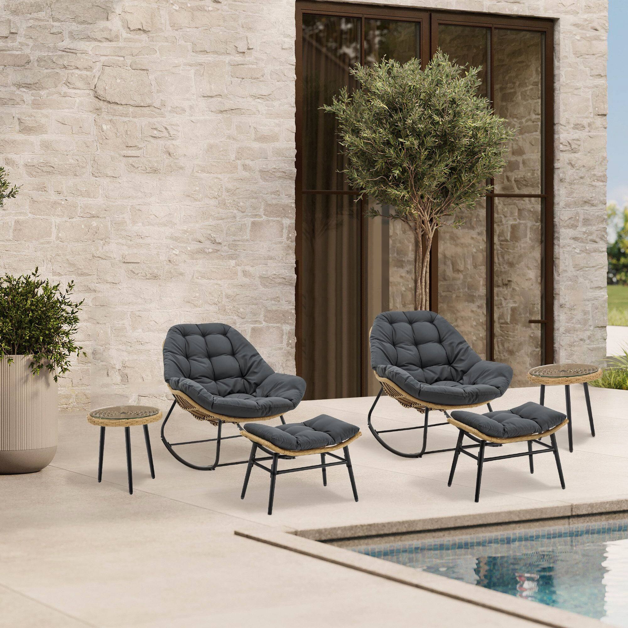 Angle. Manhattan Comfort - Benson Modern 3-Piece Patio Lounge Chair Set - Set of 6 - Gray.