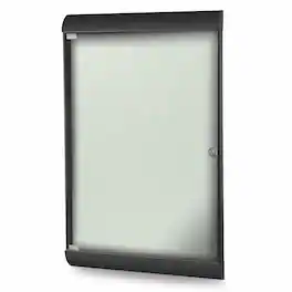 Ghent - Silhouette 1 Door Enclosed Vinyl Bulletin Board with Black Frame, 4'H x 2'W, Silver