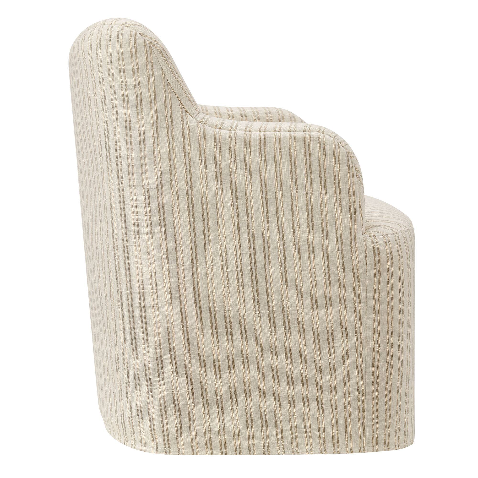 Alt View 2. Modway - Cordelle Linen Blend Swivel Dining Chair by Modway - Oatmeal Stripe.
