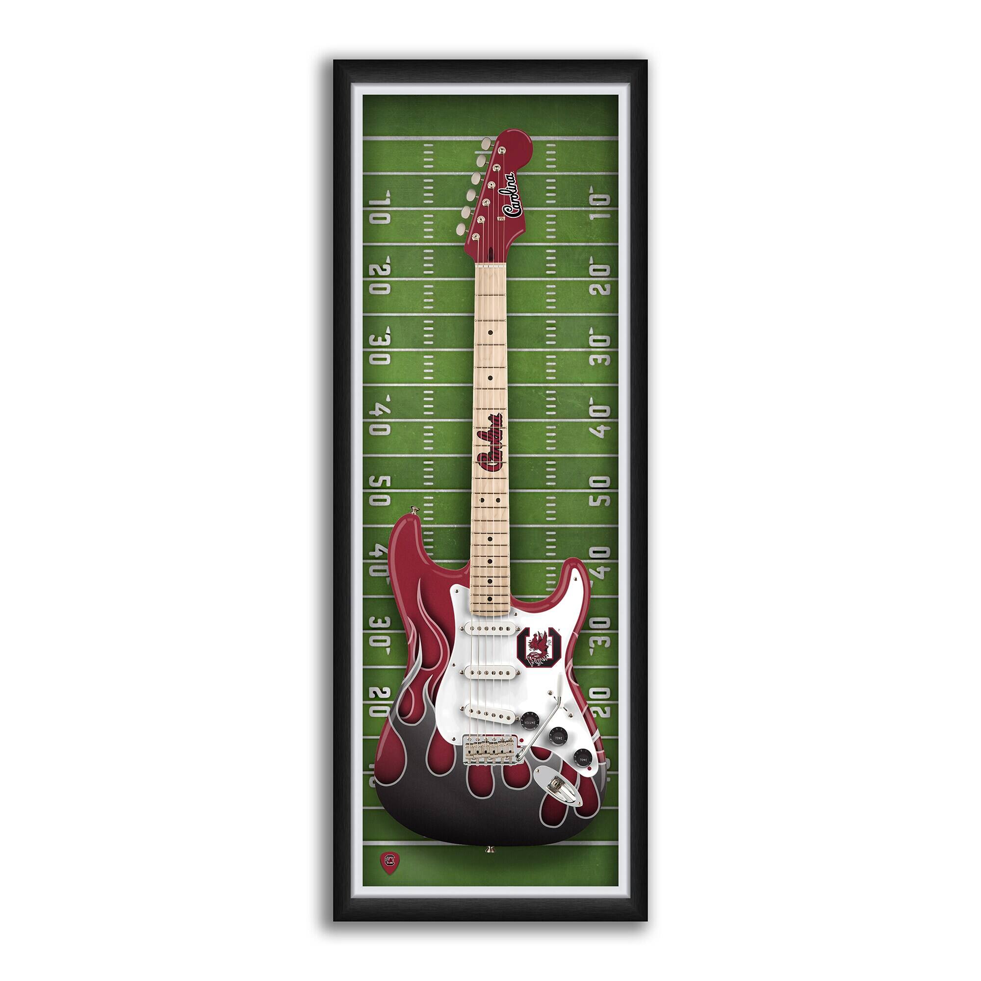 Sporticulture - South Carolina Gamecocks 14" x 37" Electric Guitar Framed Art Print - Red