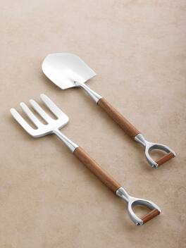 GAURI KOHLI - Narvik Salad Servers - Brown, shiny steel
