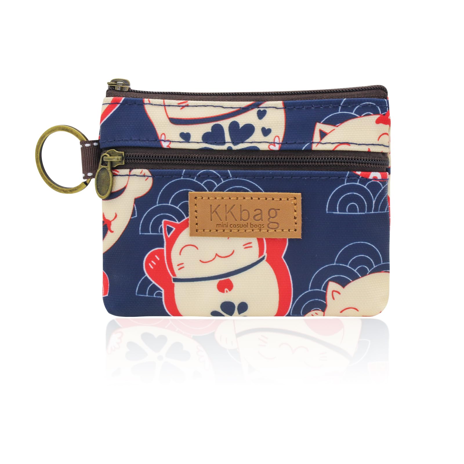 Front. Jadie Link - Bag Waterproof Wallet Small Purse Zipper Keyring Cute Pouch Women Change Mini Storage Cards Keys Lipsticks blue - blue.