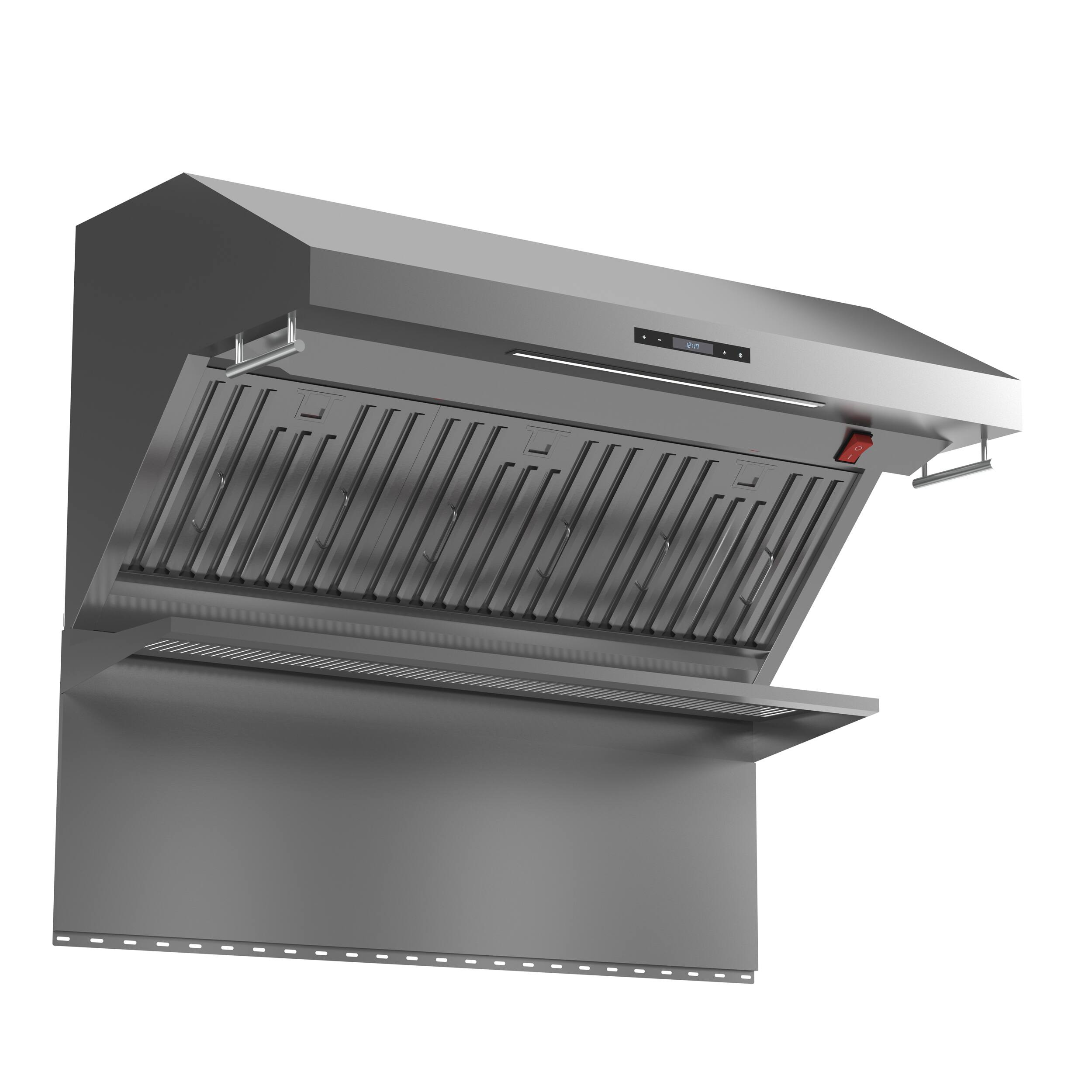 Angle. Forno Appliances - Savona 48" Wall Mount Range Hood With Baffle Filter - Silver.