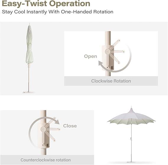 Easy-Twist Operation  
Stay Cool Instantly With One-Handed Rotation  

Open  
Clockwise Rotation  

Close  
Counterclockwise Rotation