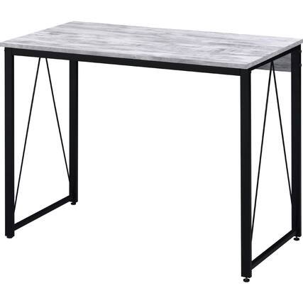 Front. Manhattan Lane - Writing Desk with V Shaped Accent and Distressed Look, White - White.