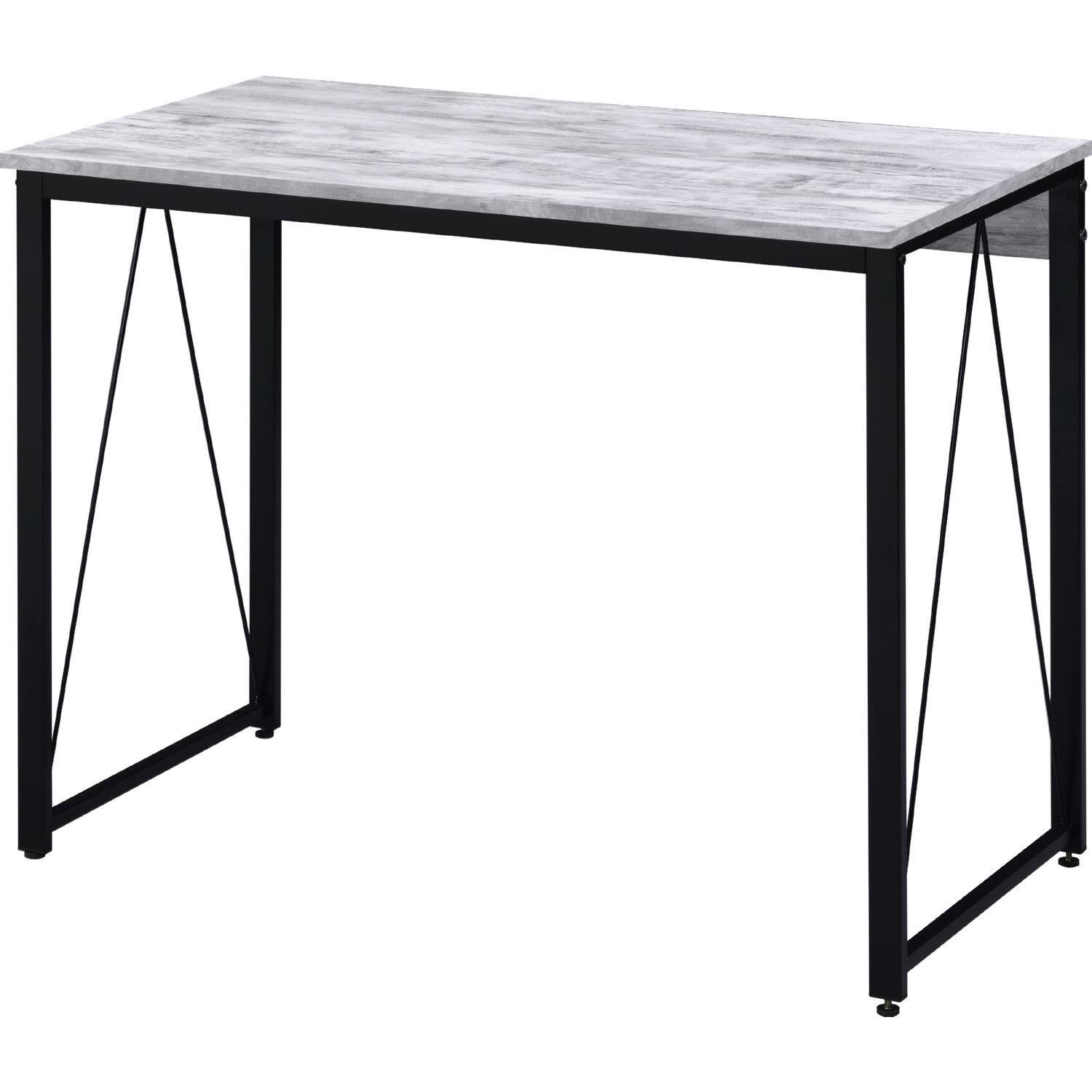 Front. Manhattan Lane - Writing Desk with V Shaped Accent and Distressed Look, White - White.