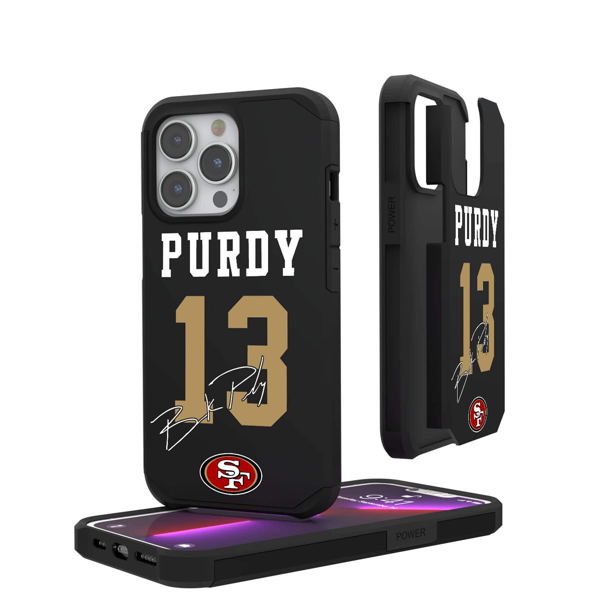 Keyscaper - Brock Purdy San Francisco 49ers iPhone Rugged Case - 14 Pro - Black