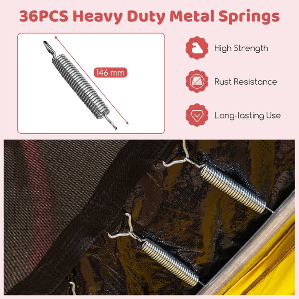 36PCS Heavy Duty Metal Springs  
High Strength  
Rust Resistance  
Long-lasting Use  
146 mm