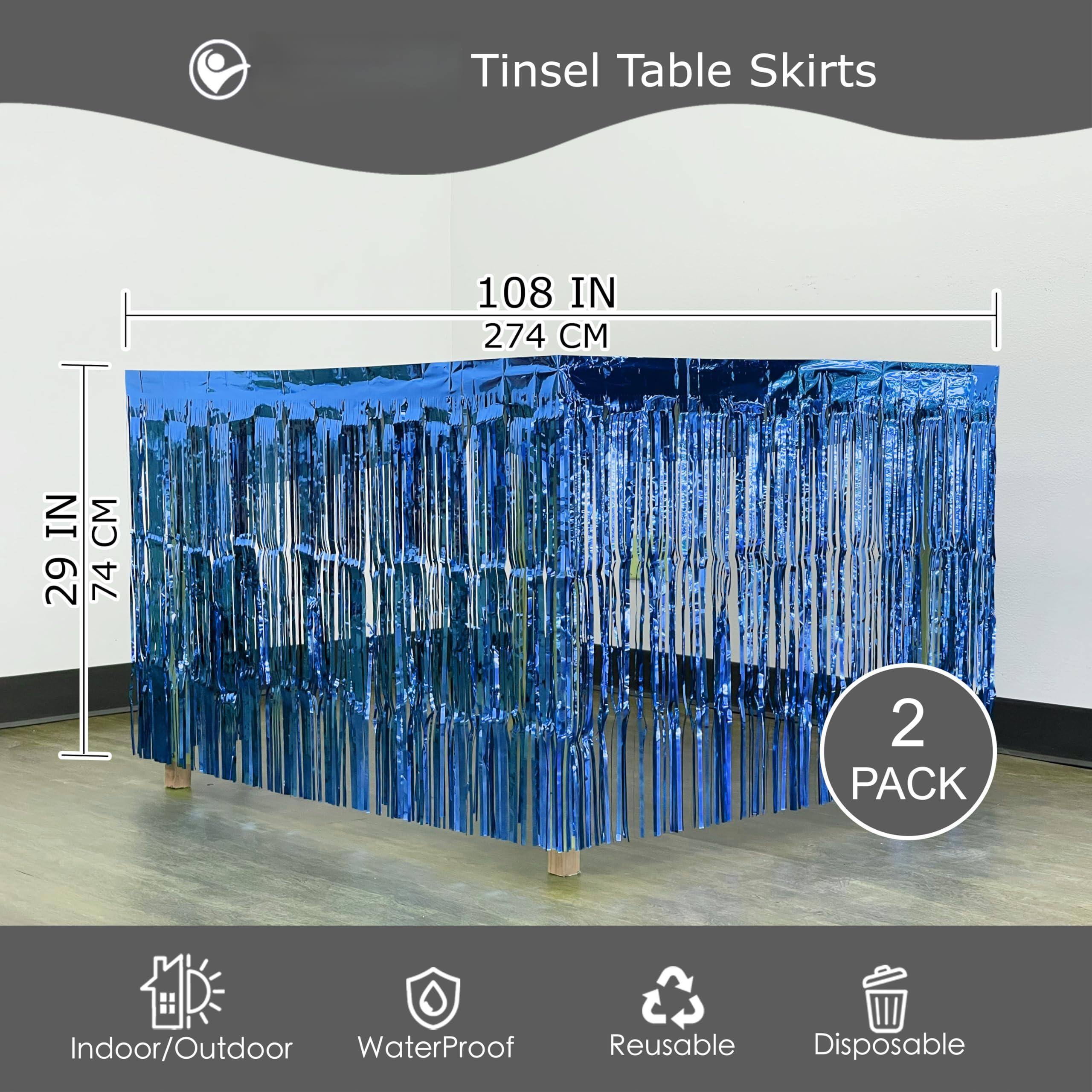 Dapper Styles Tinsel Table Skirt 2 pack Inch Metallic Foil Fringe ...