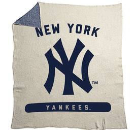 Logo Brands - New York Yankees 50" x 60" Luxe Dreams Throw Blanket - Oatmeal
