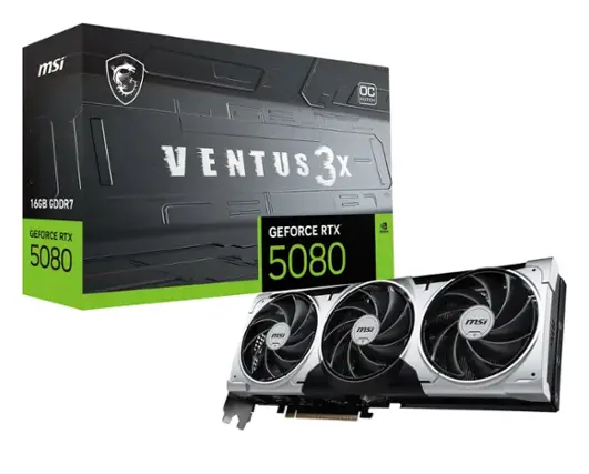 MSI OC EDITION 16GB GDDR7 VENTUS3X 3x GEFORCE RTX 5080 GEFORCE RTX 5080 T