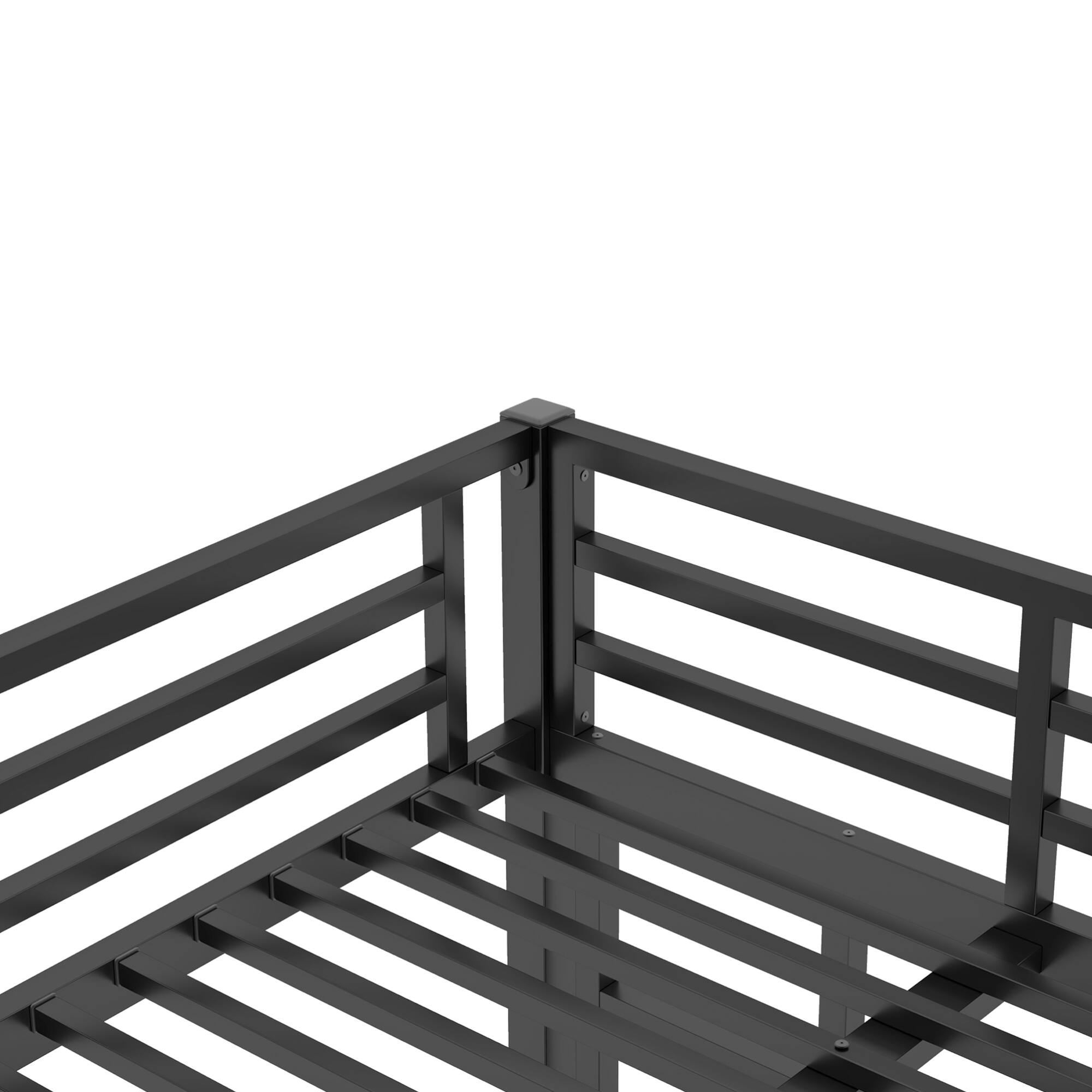 Alt View 5. GOODSILO - Space-Saving Twin Over Full Bunk Bed for Teens and Adults with Noise Reduction and Sturdy Metal Frame - Black.