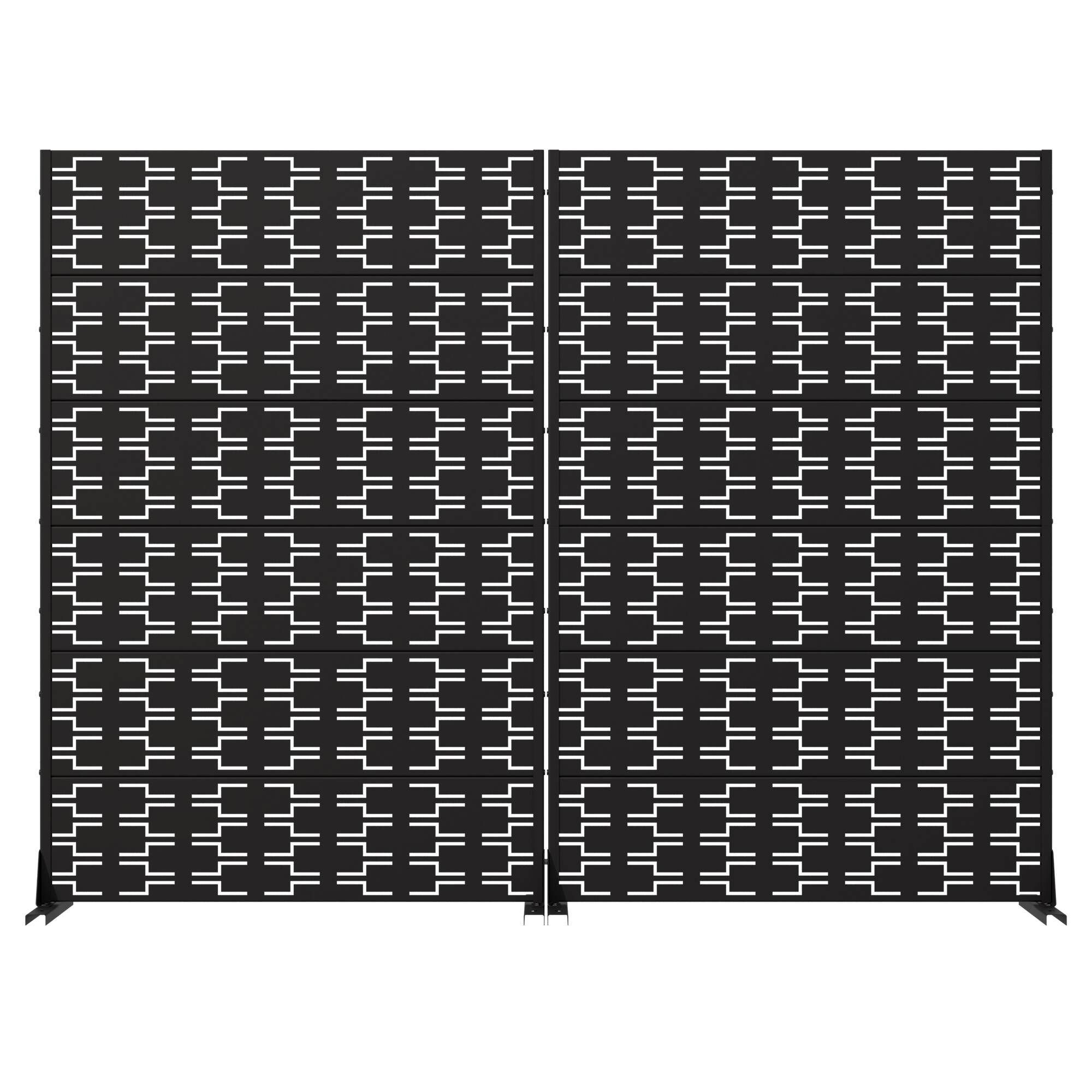 Alt View 3. PexFix - Outdoor Privacy Screen 2-Panel Room Divider Metal Decorative Privacy Fence Freestanding & Weatherproof Cutout Screen - Black.