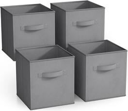 Sorbus - Fabric Storage Cubes, 4 Foldable Storage Bins for Organizing Pantry, Cubbies, Toy Box, Clothes Storage - Gray