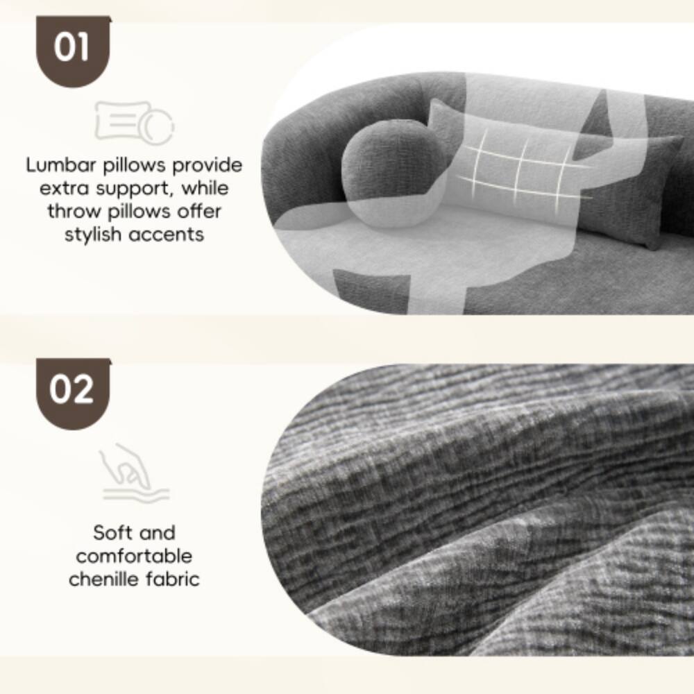 01 Lumbar pillows provide extra support, while throw pillows offer stylish accents  
02 Soft and comfortable chenille fabric