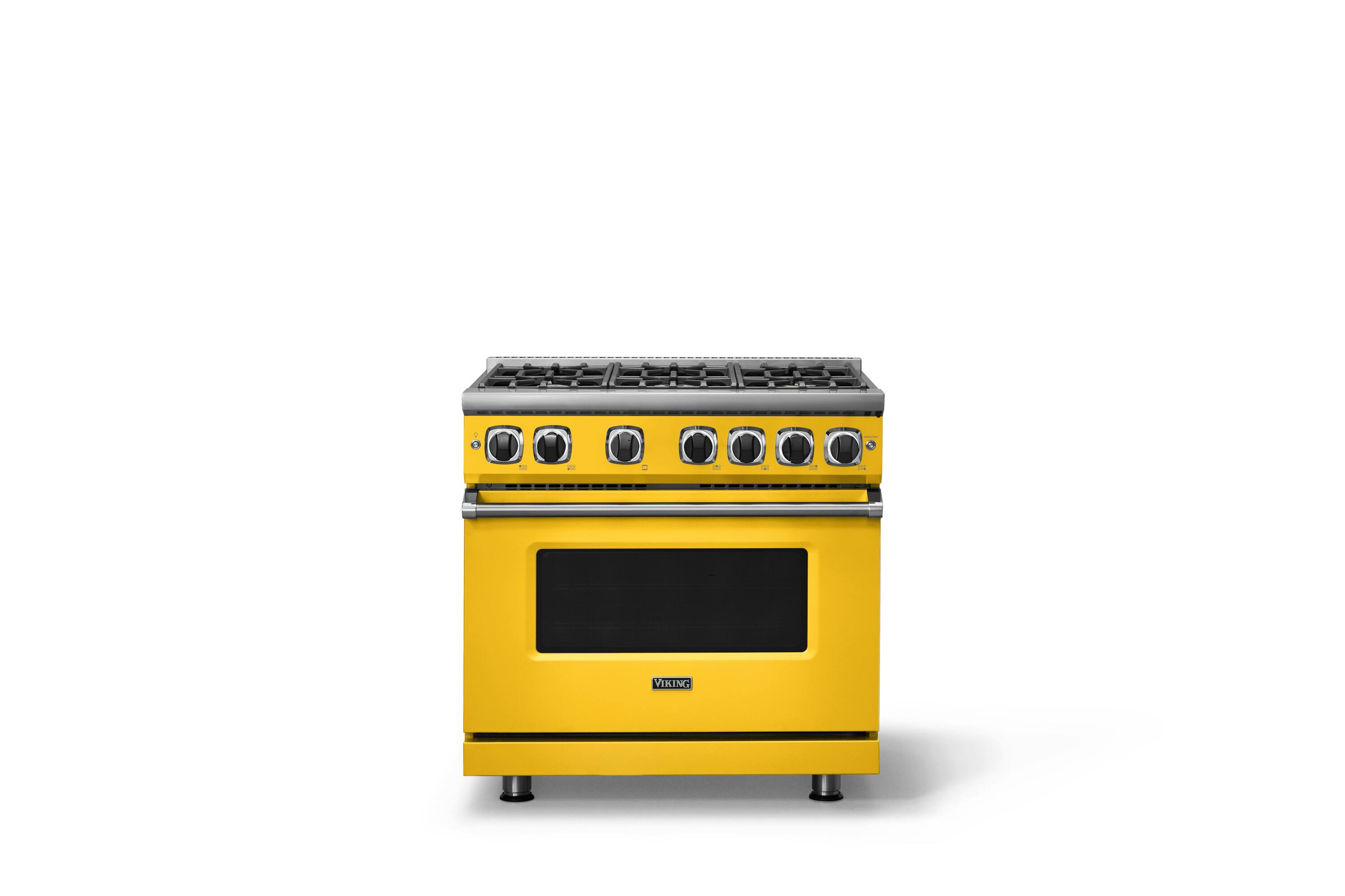 Alt View 1. Viking - Pro 7 Series 5.6 Cu. Ft. Freestanding Sealed 4 Burner Gas Convection Range - Daffodil - Daffodil.