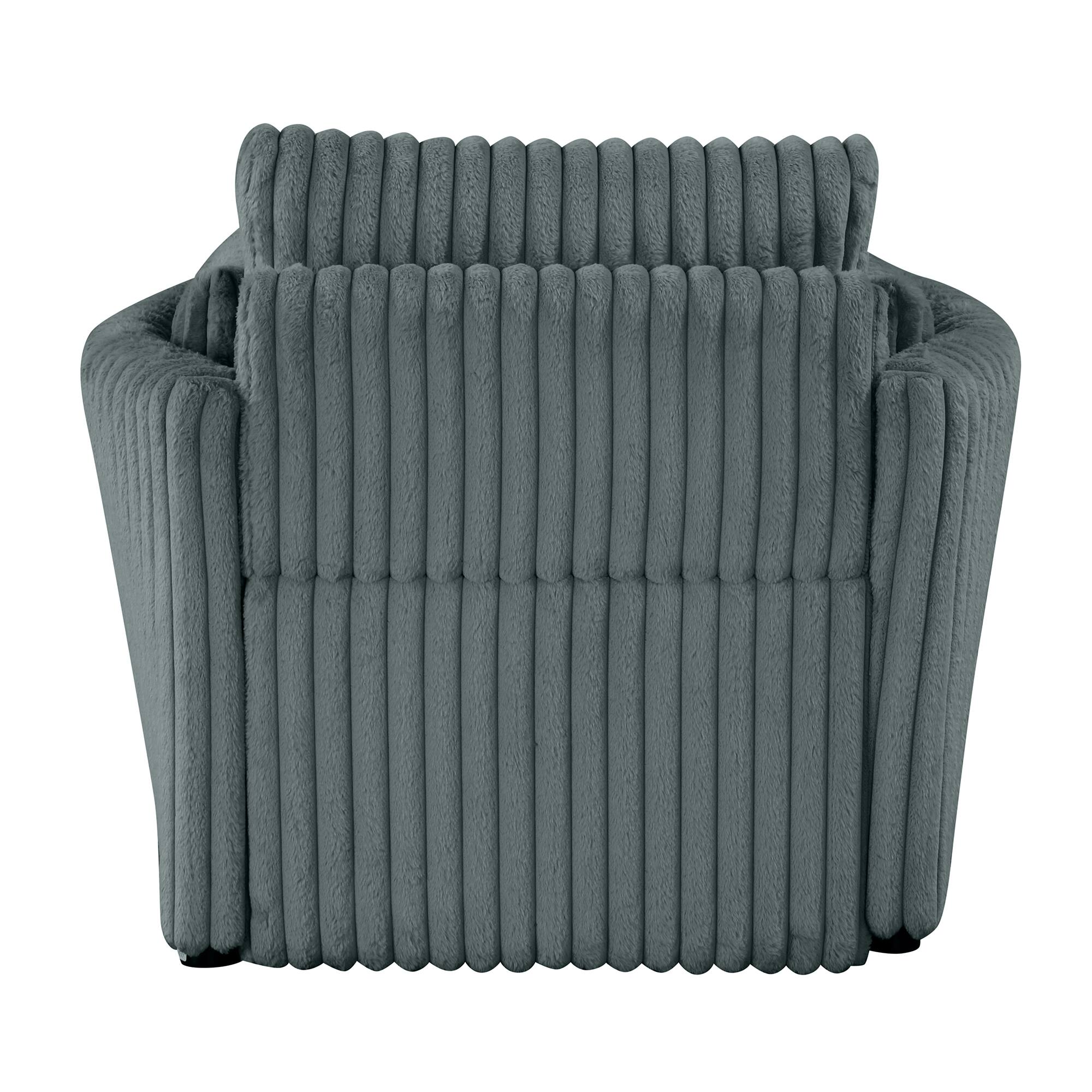 Alt View 4. Vaczon - Pull-Out Sleeper Chair Bed with USB Charging, Convertible Lounge Sofa Chair for Small Spaces, Includes 2 Pillows - Teal Gray.