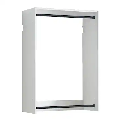 Front. Manhattan Lane - Vedz Wall Mounted Walk in Closet, 2 Hanging Rods, White Melamine - White (with black accents).