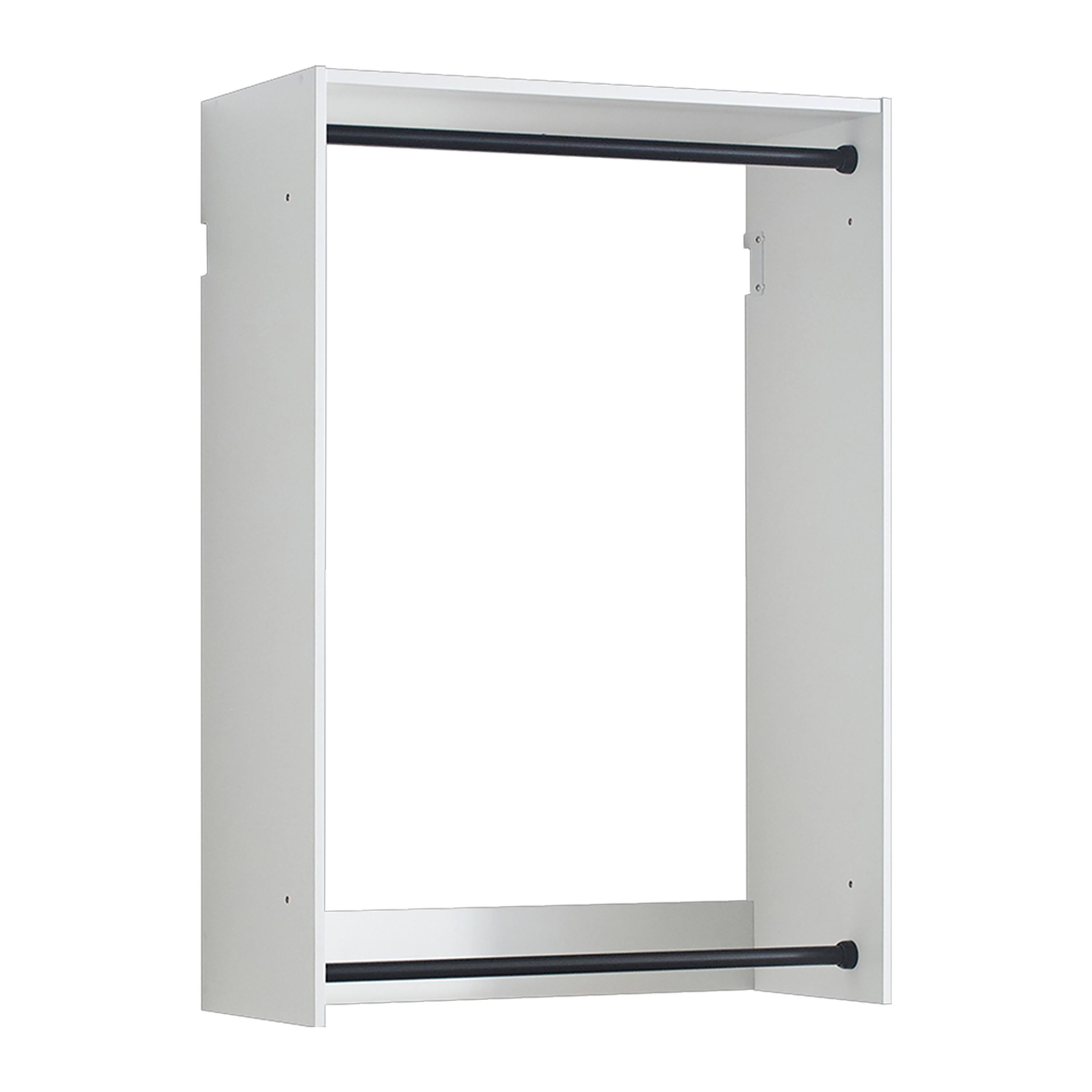 Front. Manhattan Lane - Vedz Wall Mounted Walk in Closet, 2 Hanging Rods, White Melamine - White (with black accents).