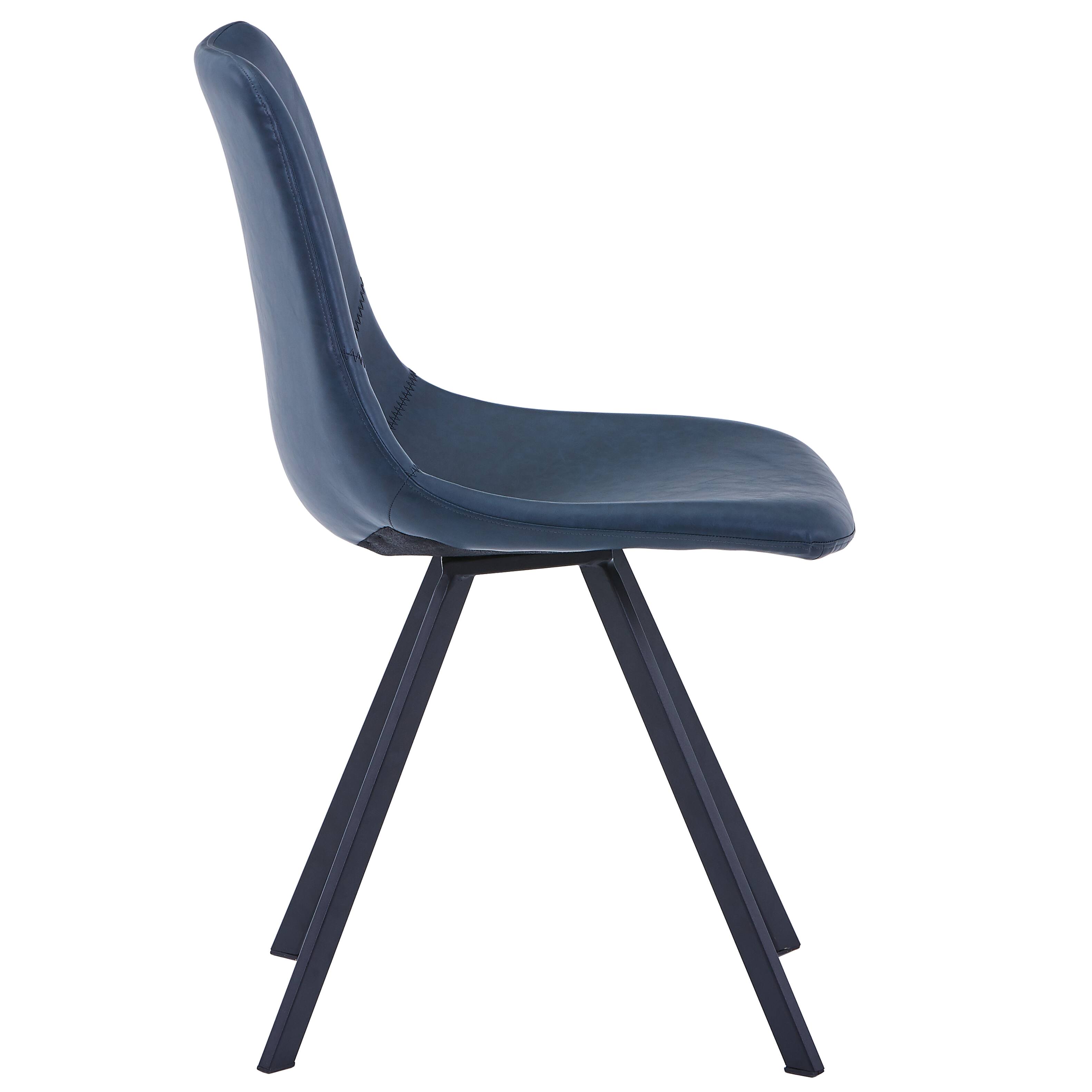 Alt View 4. LeisureMod - Markley Modern Upholstered Distressed Leather Dining Chair, Iron Legs, Ergonomic for Kitchen & Home Office - Peacock Blue.