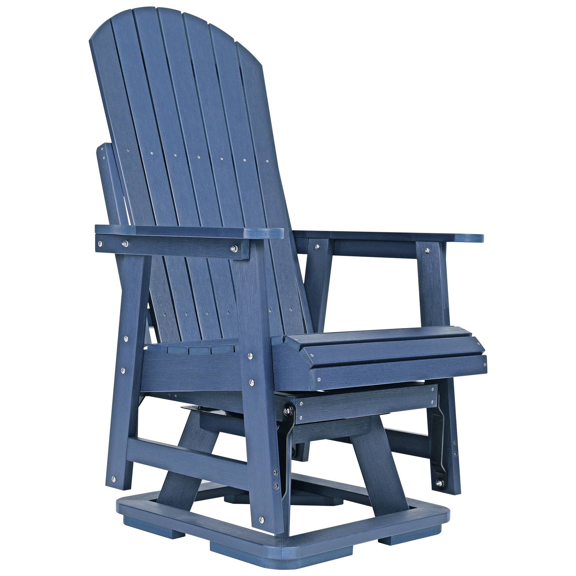 Alt View 9. Fortune Candy - HIPS Swivel Patio Glider, Poly Lumber Weather Resistant Outdoor Chair, for Patio, Porch, Yard - Navy Blue.