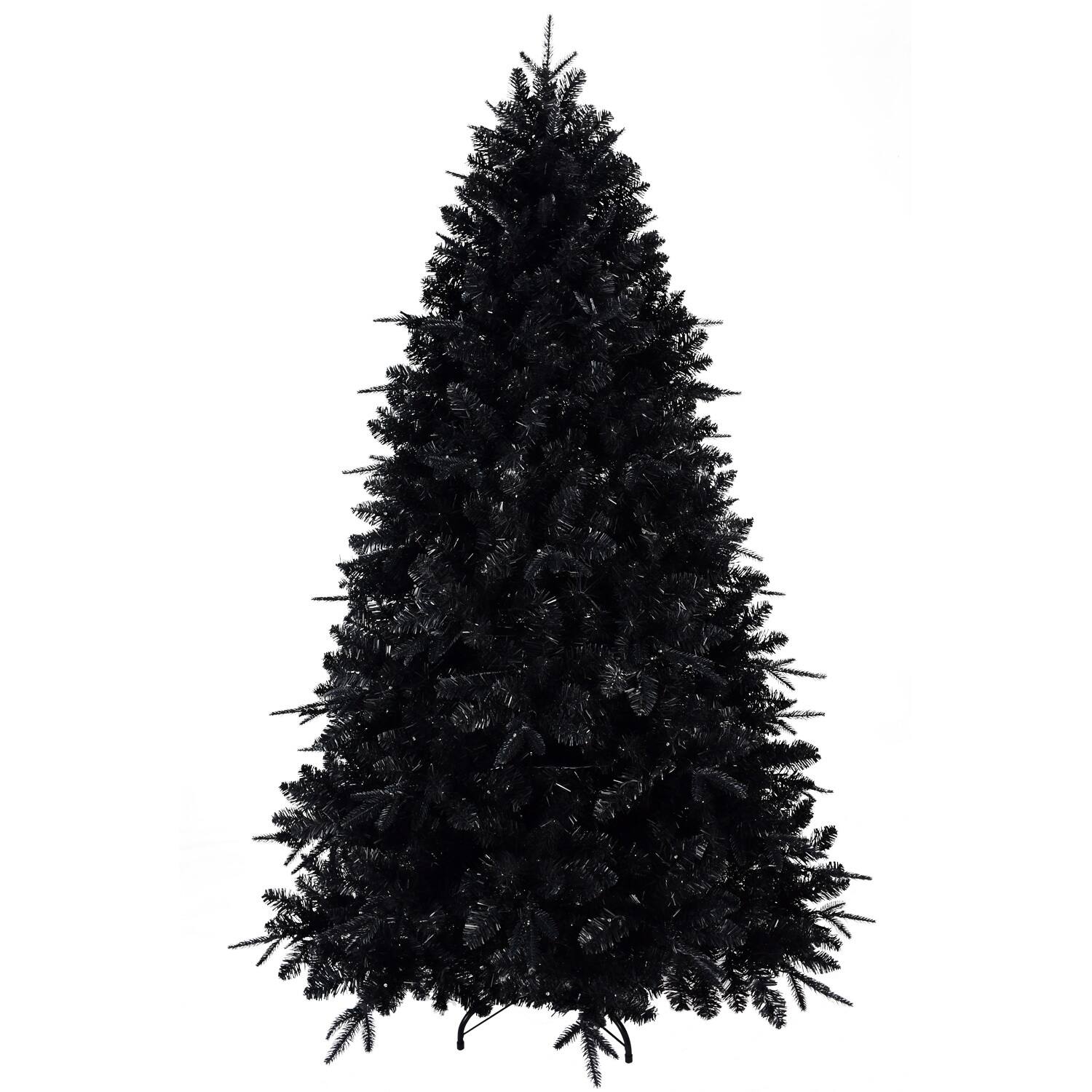 Back. Spaco - Spaco 8ft Artificial LED-lit Christmas Tree with PE Mixed Branch Tips - Black.