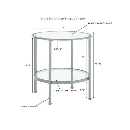 Overall Dimensions: 24" W x 24.125" H x 24" D
21.875" x 21.875" x 8mmT
24"
0.5" x 1"
15"
23.5"
24.125"
21.375" x 21.375" x 5mmT
8.75"
20mm x 20mm