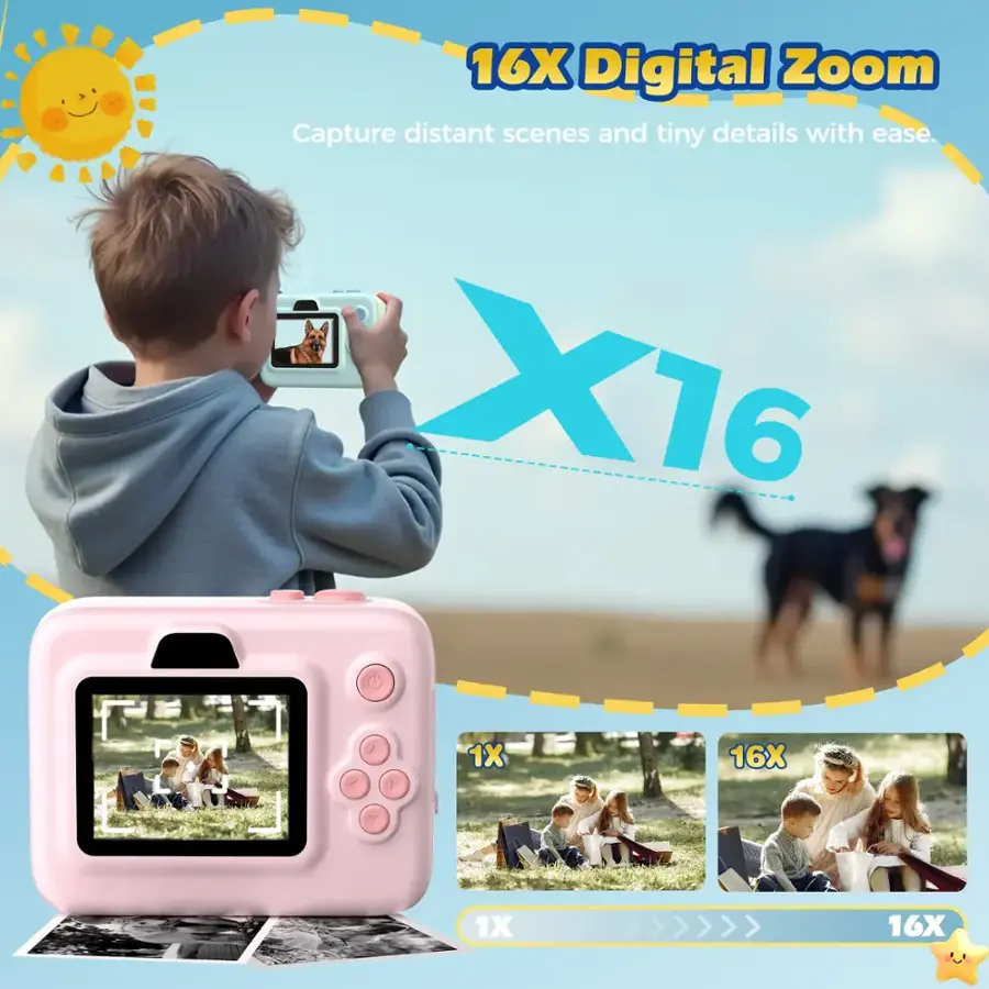 16X Digital Zoom Capture distant scenes and tiny details with ease. X16 / 1 1X 16X 1X >>>>>> 16X