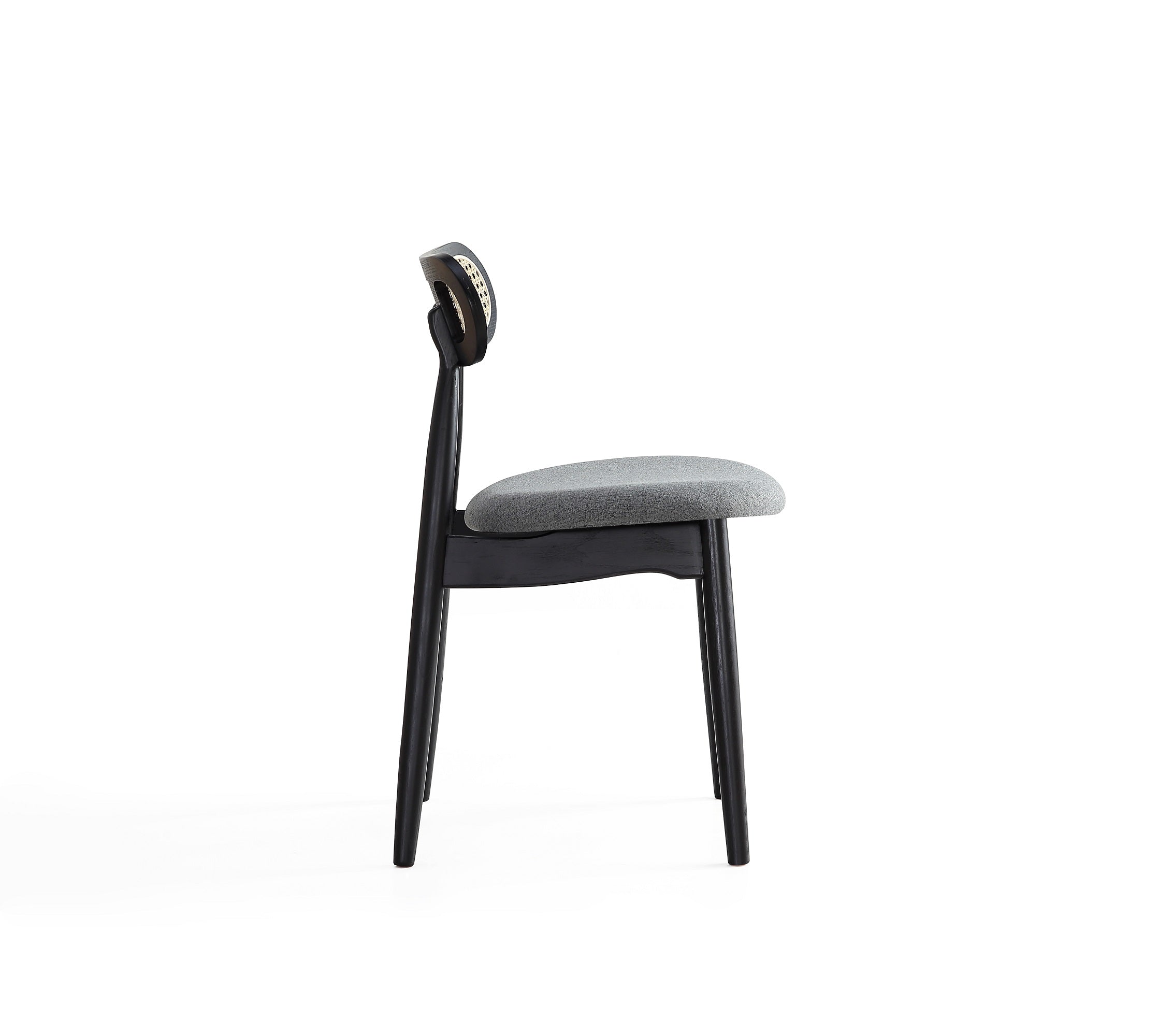 Alt View 1. Manhattan Comfort - Colbert Industry Chic Cane Back Wood Upholstered Dining Chair - Set of 2 - Black and Gray.