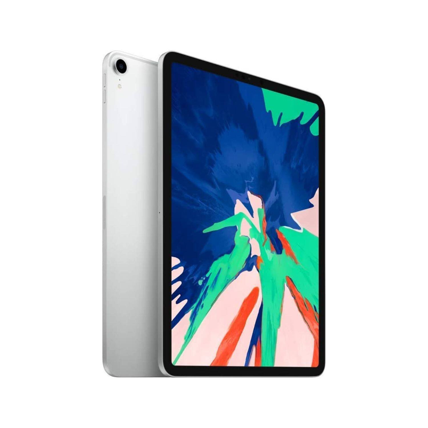 Back. Apple - iPad Pro 11 (2018) A2013 (WiFi + Cellular Unlocked) 64GB w/ Pre-Installed Tempered Glass - Silver.
