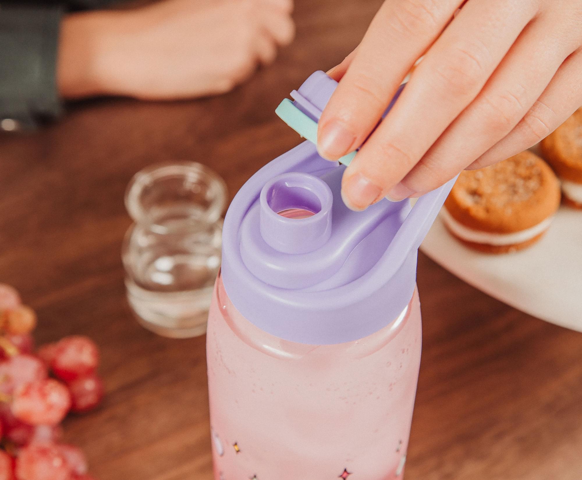 Alt View 3. Silver Buffalo - Sanrio Hello Kitty Rainbow Treats and Stars Water Bottle with Lid | 28 Ounces - Pink.