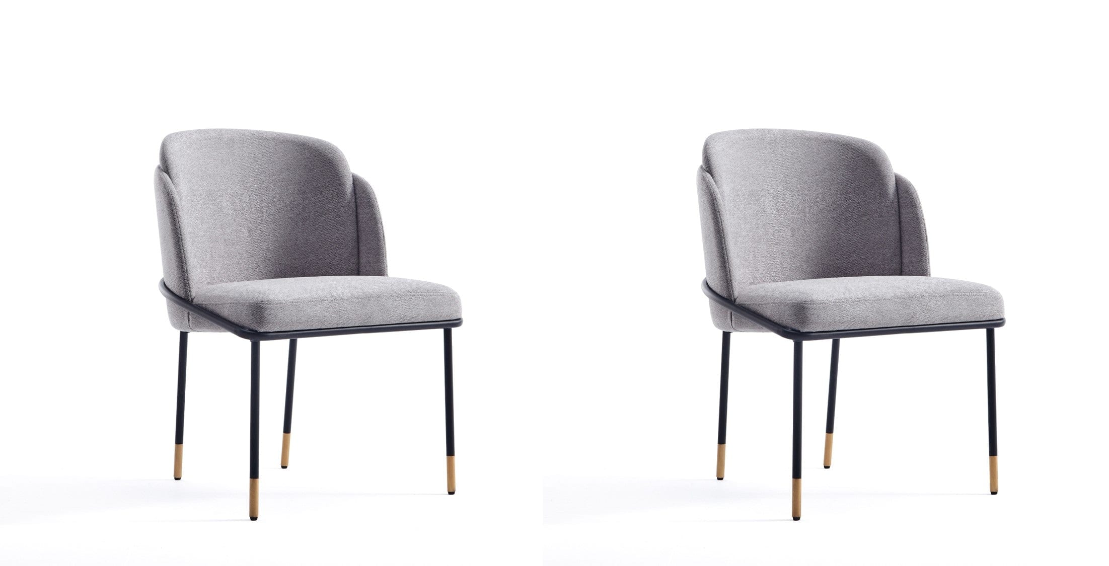 Manhattan Comfort - Flor Modern Metal Twill Weave Dining Chair - Set of 2 - Gray