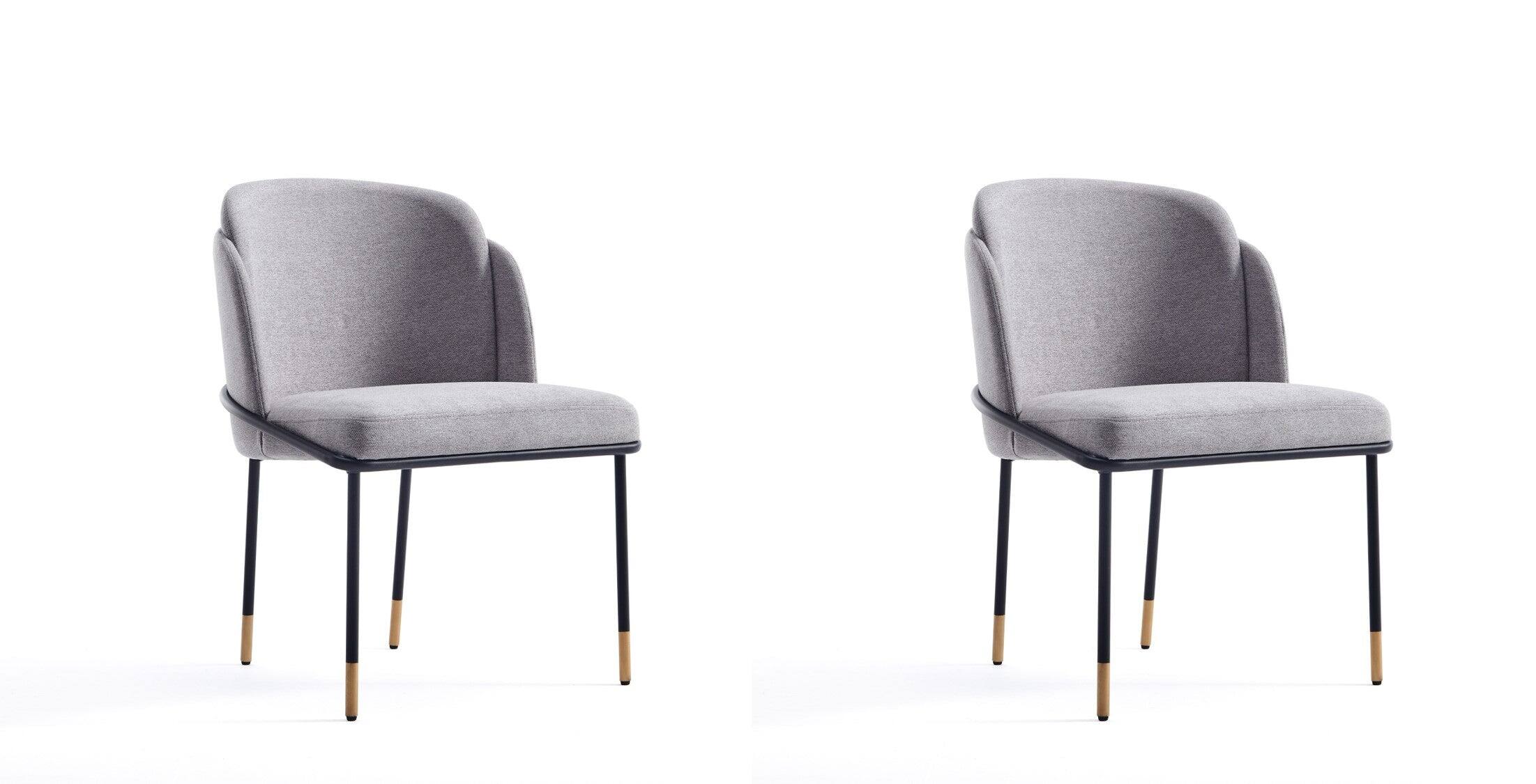 Manhattan Comfort - Flor Modern Metal Twill Weave Dining Chair - Set of 2 - Gray